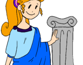 Disegno Giovane romana pitturato su romana