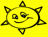 Disegno Sole sorridente  pitturato su sarah