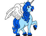 Disegno Unicorno con le ali  pitturato su cavallo celestiale
