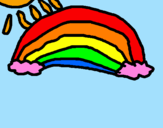Disegno Arcobaleno pitturato su leila