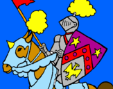 Disegno Cavaliere a cavallo pitturato su arianna