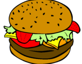 Disegno Hamburger completo  pitturato su antonia