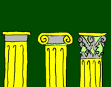 Disegno Capitello dorico, ionico e corinzio  pitturato su Giulia 