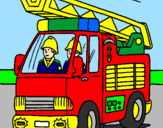 Disegno Camion dei Pompieri  pitturato su mattia