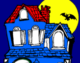 Disegno La Casa del mistero  pitturato su  bengy