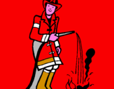 Disegno Pompiere che spegne il fuoco pitturato su franci