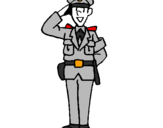 Disegno Poliziotto che saluta  pitturato su rebecca quattrini