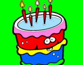 Disegno Torta di compleanno 2 pitturato su alessia