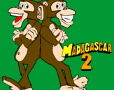 Disegno Madagascar 2 Manson & Phil 2 pitturato su greta