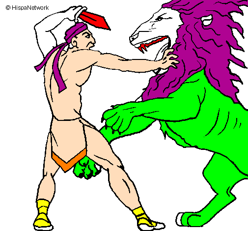 Gladiatore contro un leone
