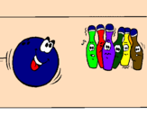 Disegno Boccia da bowling  pitturato su birillo