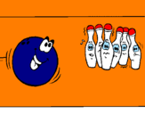 Disegno Boccia da bowling  pitturato su birillo lori