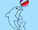 Disegno Delfino con una palla  pitturato su michelle