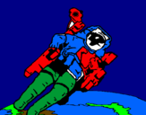 Disegno Astronauta nello spazio  pitturato su leonardo