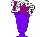 Disegno Vaso di fiori pitturato su marta  