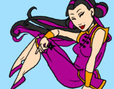 Disegno Principessa ninja  pitturato su giovy