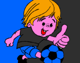 Disegno Ragazzo che gioca a calcio  pitturato su bimbo inter