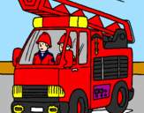 Disegno Camion dei Pompieri  pitturato su alberto
