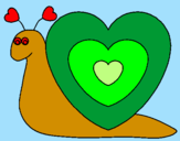 Disegno Lumachina cuore  pitturato su isabella