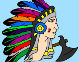 Disegno Indiano con le piume  pitturato su Totem Giacomo