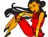 Disegno Principessa ninja  pitturato su Dery