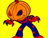 Disegno Jack-o pitturato su zucca spiderman