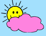 Disegno Sole con nuvola  pitturato su veronica e il sole  rosa