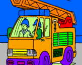 Disegno Camion dei Pompieri  pitturato su Tato
