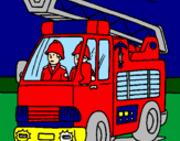 Disegno Camion dei Pompieri  pitturato su ALESSIA
