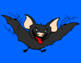 Disegno Pipistrello con la lingua fuori  pitturato su au 99