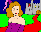 Disegno Principessa e castello  pitturato su PRINCIPESSA    FELICE