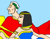 Disegno Cesare e Cleopatra  pitturato su lore