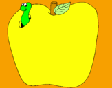 Disegno Vermiciattolo nella frutta  pitturato su MELISSA
