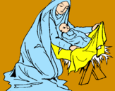 Disegno Nascita di Gesù Bambino pitturato su REBECCA