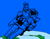 Disegno Astronauta nello spazio  pitturato su antonio