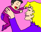 Disegno Madre e figlio pitturato su Ilenia