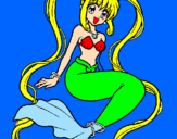 Disegno Sirena con le perle  pitturato su samanta divinissima