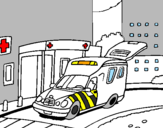 Disegno Ambulanza nell'ospedale  pitturato su alessandro