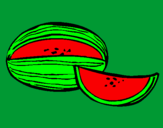 Disegno Melone  pitturato su martina