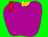 Disegno Vermiciattolo nella frutta  pitturato su ali