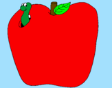 Disegno Vermiciattolo nella frutta  pitturato su Chicco