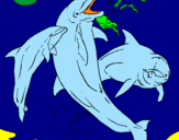 Disegno Delfini che giocano  pitturato su spirit