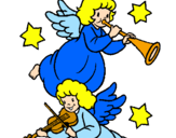 Disegno Angeli musicisti  pitturato su alessina