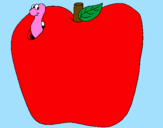 Disegno Vermiciattolo nella frutta  pitturato su Chicco
