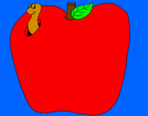 Disegno Vermiciattolo nella frutta  pitturato su paolo