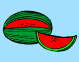 Disegno Melone  pitturato su elisa