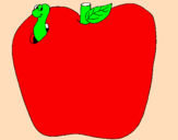 Disegno Vermiciattolo nella frutta  pitturato su gabriele