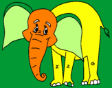 Disegno Elefante felice  pitturato su Francy1
