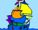 Disegno Barca  pitturato su RICCARDO V.