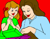 Disegno Madre e figlia  pitturato su IO      E      MAMMA